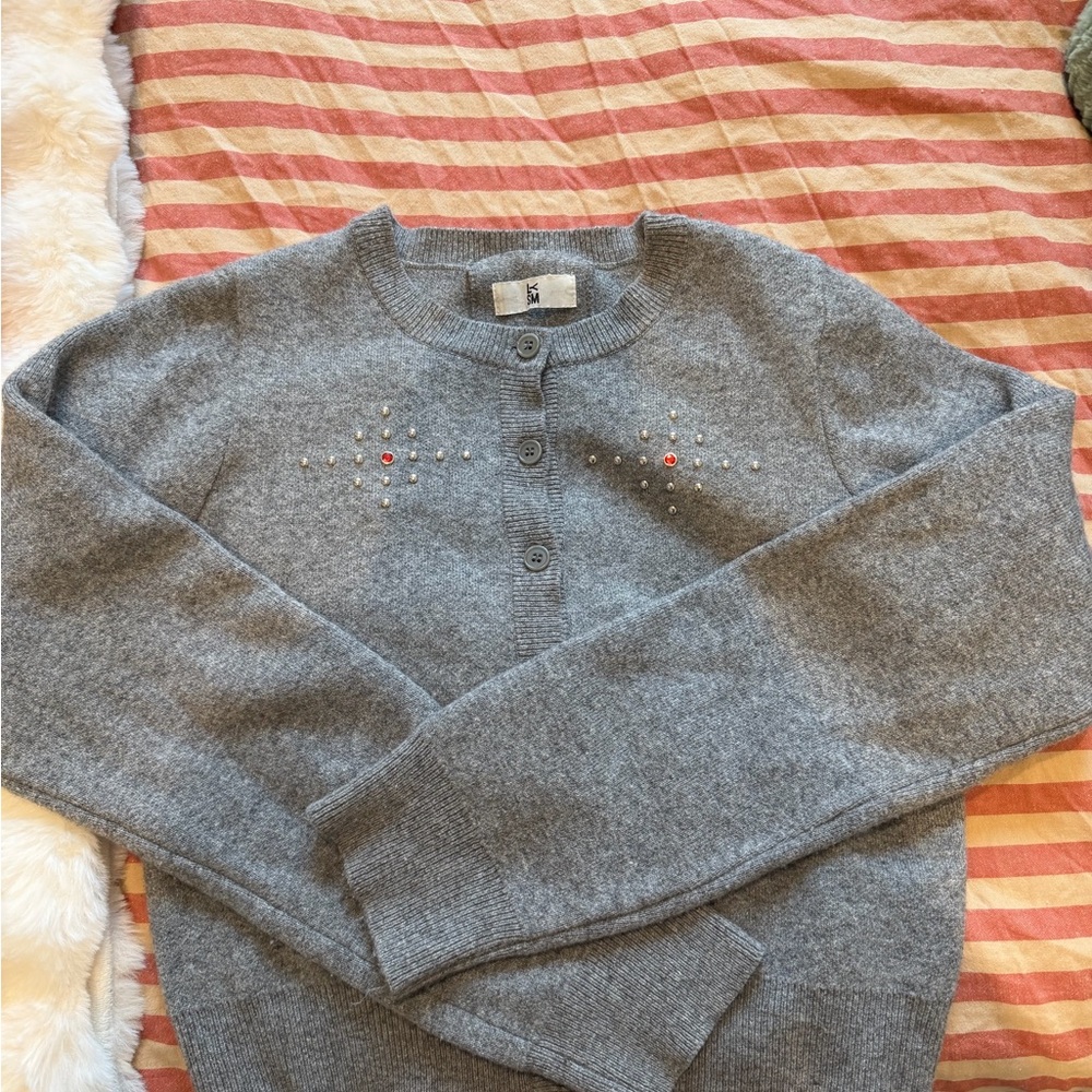 Gray Women's Sweater with Embellishments